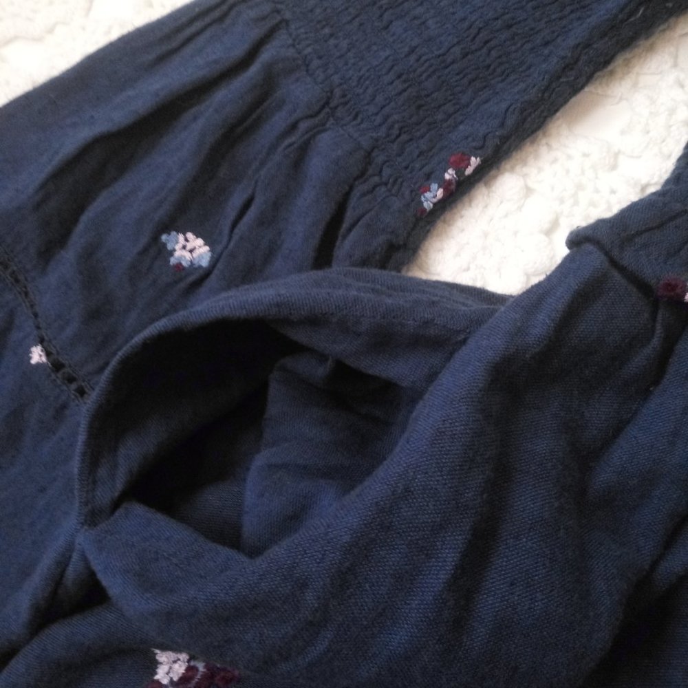 Free People Navy Mini Dress with Floral Accents - Picture 4 of 7